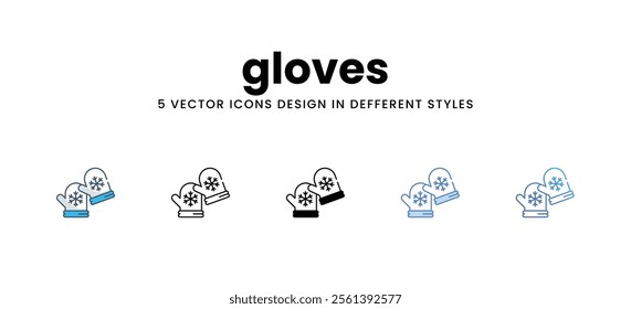 gloves icons in different style vector stock illustration