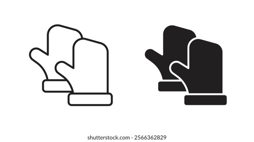 Gloves icons in line stroke and flat versions