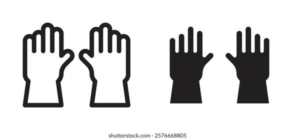 Gloves icons in outline and stroke versions