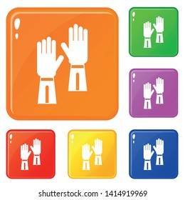 Gloves icons set collection vector 6 color isolated on white background