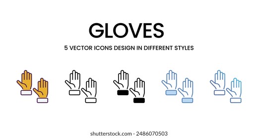 Iconos de guantes conjunto de Vector ilustración de stock.