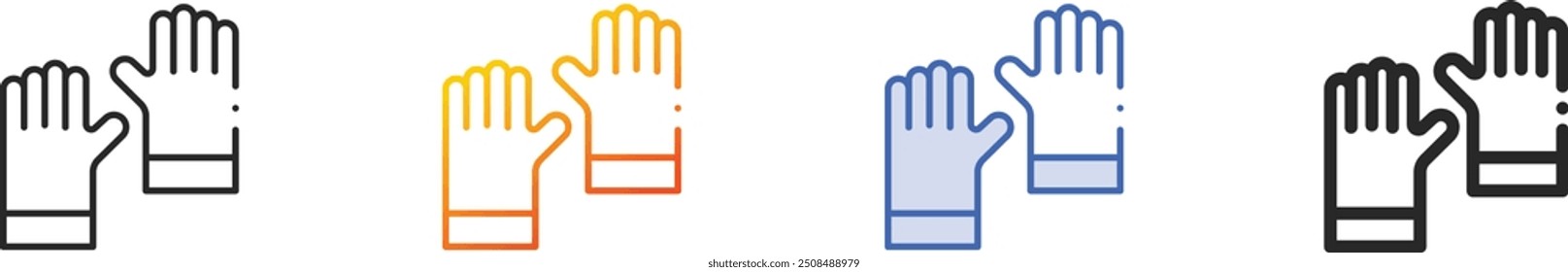 luvas icon.Thin Linear, gradiente, traço azul e negrito estilo design isolado no fundo branco