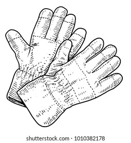 Gloves Illustration, Drawing, Engraving, Ink, Line Art, Vector