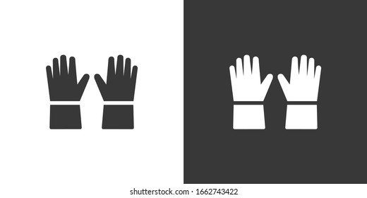 Guantes. Icono aislado sobre fondo blanco y negro. Ilustración vectorial de tela