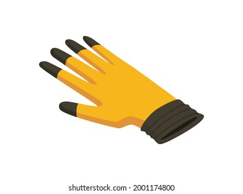 Gloves isometric hand tool. Protective gloves isolated on white. Detailed icon of tool for handyman repair. Vector equipment of builder instrument