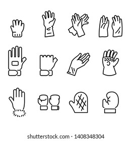 gloves line icon set.vector eps10