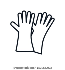 gloves line style icon design, Cleaning service wash home hygiene equipment domestic interior housework and housekeeping theme Vector illustration