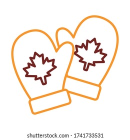 guantes con hojas de arce diseño de ilustraciones vectoriales de línea canadiense