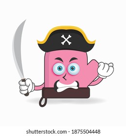 The gloves mascot character becomes a pirate. vector illustration