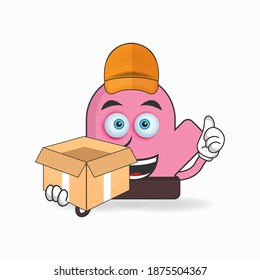 The gloves mascot character is a delivery person. vector illustration