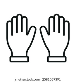 Gloves medical icon is a simple vector illustration of a pair of disposable gloves, perfect for representing hygiene, safety, and infection control in healthcare settings.