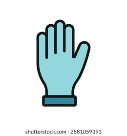 Gloves medical icon is a simple vector illustration of a pair of disposable gloves, perfect for representing hygiene, safety, and infection control in healthcare settings.