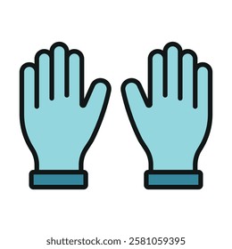 Gloves medical icon is a simple vector illustration of a pair of disposable gloves, perfect for representing hygiene, safety, and infection control in healthcare settings.
