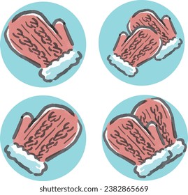Gloves Mitten Hand Drawn Icon Illustration Set