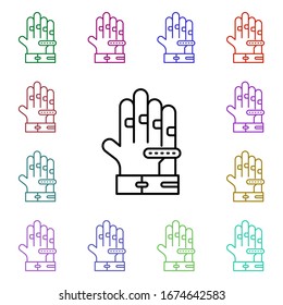 Gloves multi color style icon. Simple thin line, outline vector of motor sports icons for ui and ux, website or mobile application