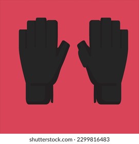 Handschuhe im Freien auf rotem Hintergrund