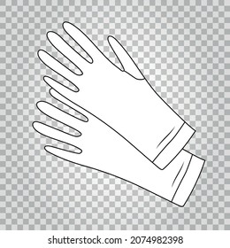 Icono de doodle de contorno de guantes. Ilustración vectorial. Aislado. 