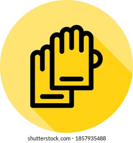 icono de contorno de guantes en un estilo de sombra larga