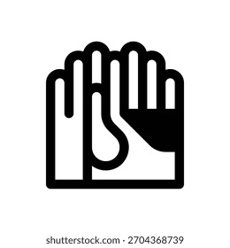 Guantes. Icono de Vector de trazo delineado con detalles rellenos de negro.
