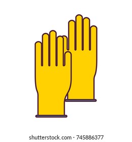 gloves pair in color sections silhouette vector illustration