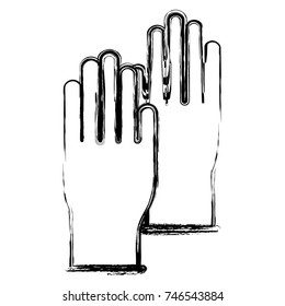 gloves pair in monochrome blurred silhouette vector illustration