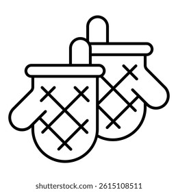 Gloves pair thin line icon, cooking concept. Vector graphics. Kitchen gloves sign on white background, linear style mobile or design
