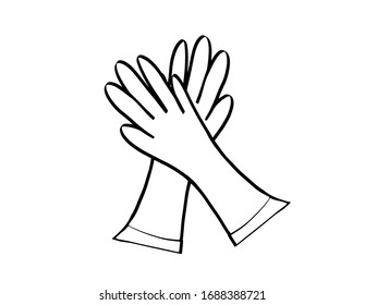 Gloves, to protect against germs and dirt, home hygiene equipment, cleaning designs and themes - Vector illustration