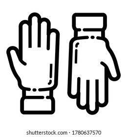 Handschuhschutz-Flachicon einzeln auf weißem Hintergrund