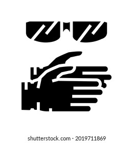 gloves and protective glasses resin art glyph icon vector. gloves and protective glasses resin art sign. isolated contour symbol black illustration