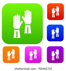 Gloves set icon in different colors isolated vector illustration. Premium collection
