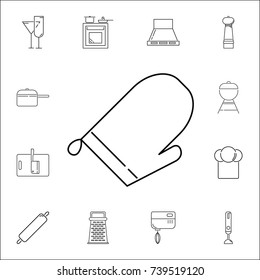 gloves. Set of kitchen icons on white background