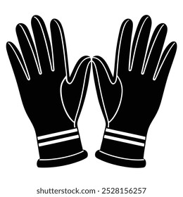 Gloves silhouette Vector Icon, Illustration on black and white.