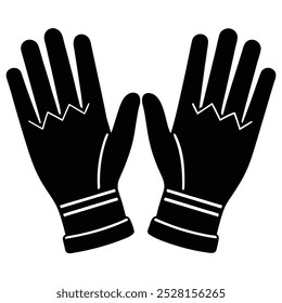 Gloves silhouette Vector Icon, Illustration on black and white.