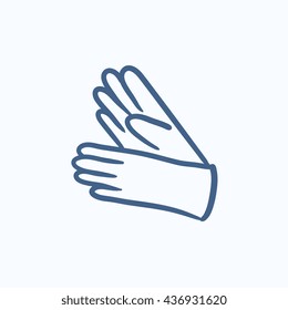 Gloves sketch icon for web, mobile and infographics. Hand drawn gloves icon. Gloves vector icon. Gloves icon isolated on white background.