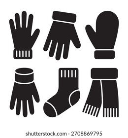 Guantes calcetines Bufanda silueta Ilustración vectorial