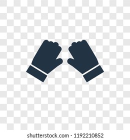 Gloves vector icon isolated on transparent background, Gloves transparency logo concept