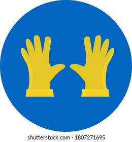 Icono vector guantes. Ilustración vectorial de guantes de laboratorio. Aislado sobre fondo azul.