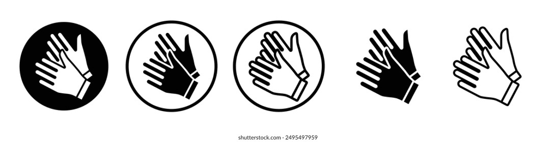 Gloves vector icon set in black and white color.