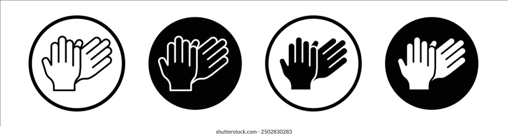 Conjunto de iconos de Vector de guantes negro relleno y estilo delineado.