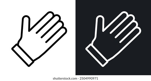 Gloves vector icon set black and white filled and outlined style.