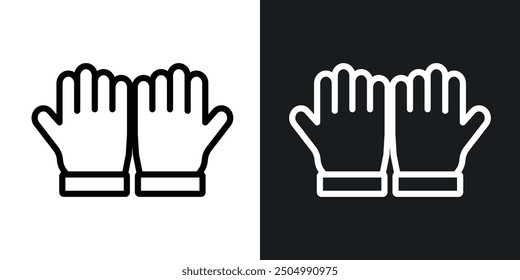 Gloves vector icon set black and white filled and outlined style.