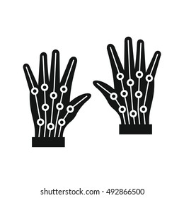 Gloves virtual reality in silhouette style. Vector illustration