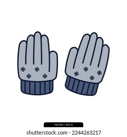 vectores de icono de invierno guantes, plantilla de logotipo de ilustración en estilo de moda