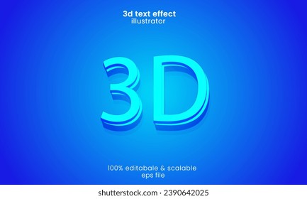 Efecto de estilo de texto 3d de tipo brillante 3d renderizado con un estilo de degradado de color azul