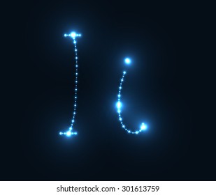 Glow alphabet. Shiny sign I
