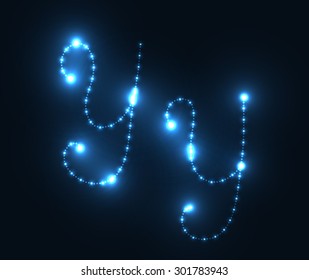 Glow alphabet. Shiny sign Y
