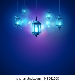 Glow arabic lantern background for islamic greeting design