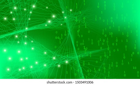 Glow Big Data Background. Social Network. Futuristic Information Cloud. Light Tech Fractal