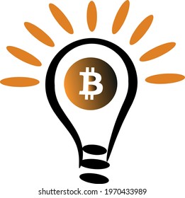 Glow of bitcoin coins like a light bulb.