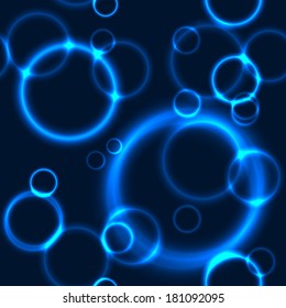 Glow blue circles on black background